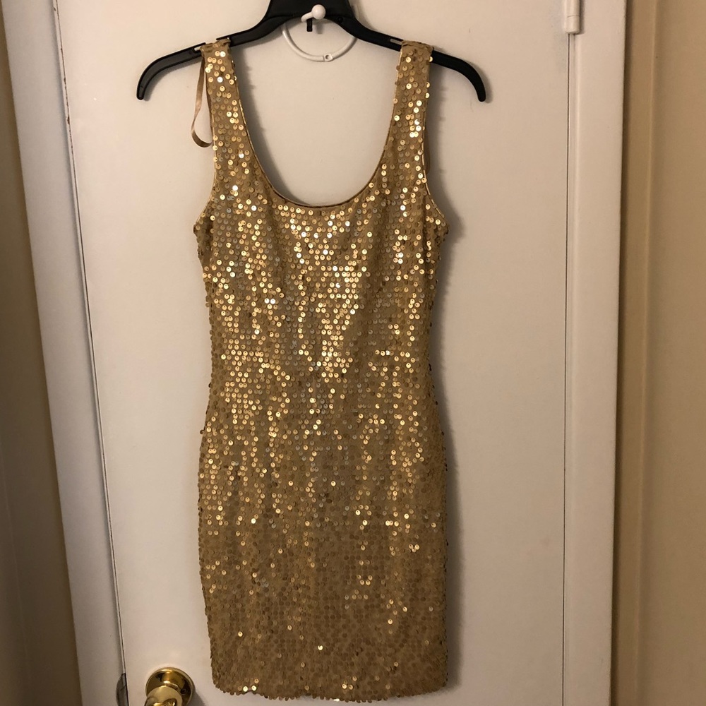 As U Wish Gold Sequin Dress